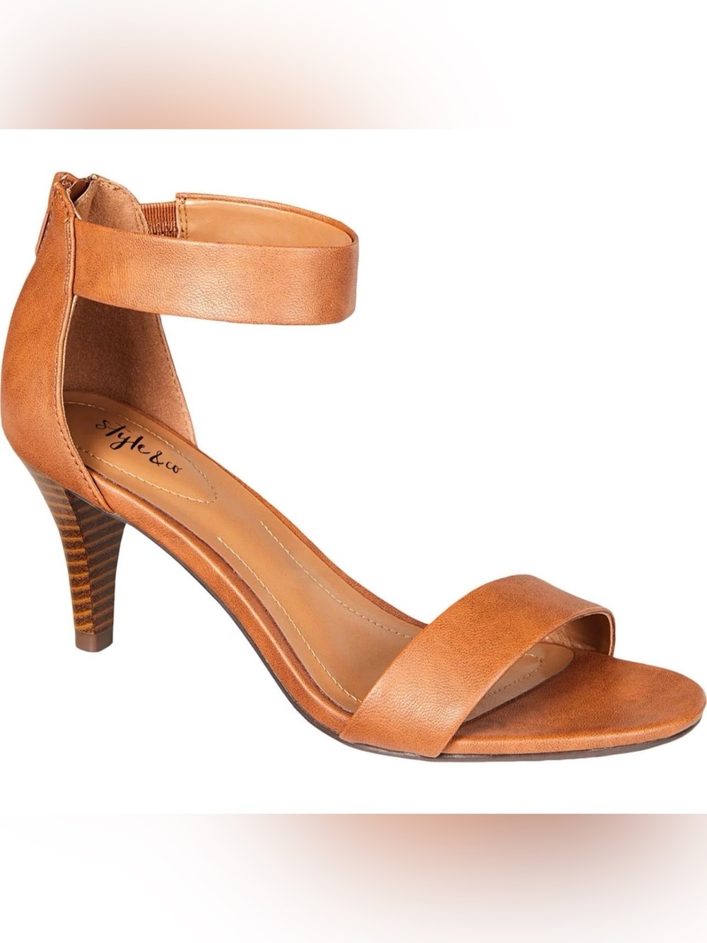 Style & Co Paycee Cognac Tan Ankle Strap Dress Sandals 7.5